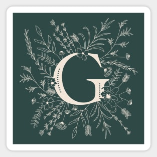 Botanical Letter G (Forest Green) Magnet